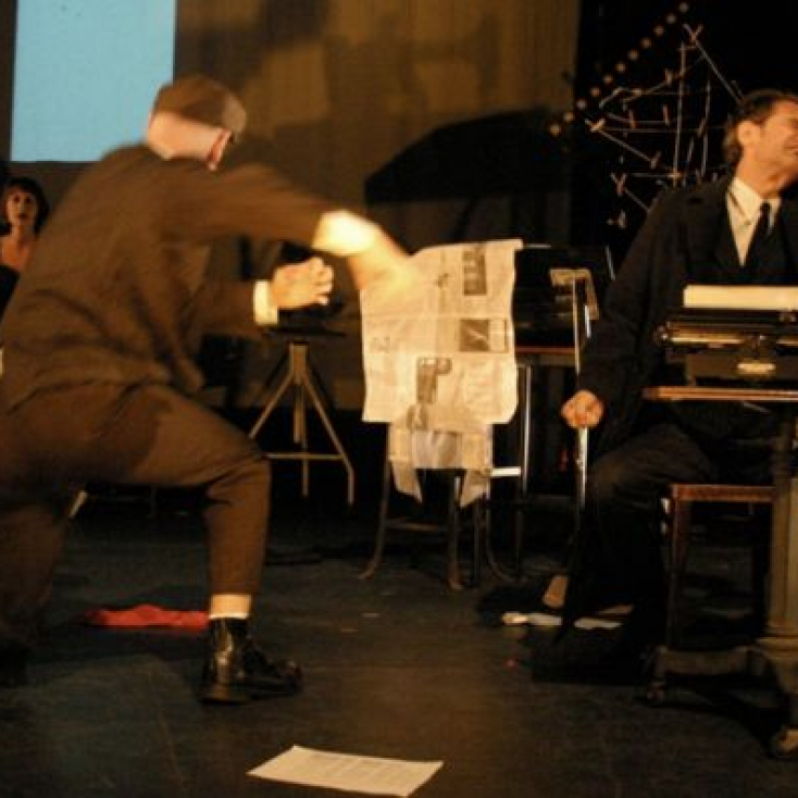 As Typewriter Man with Meghan McGeary and Andrew Dawson in The Blue Flower